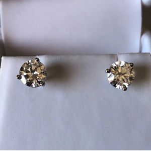 ⛔️ SOLD ⛔️Custom Martini Set 14K White Gold Moissanite Earrings 6.5mm 2CTW